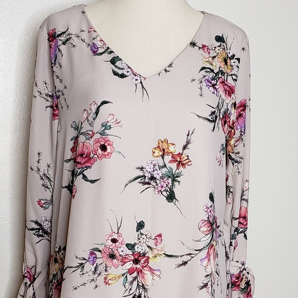 NEW She&Sky Dress Lilac Floral Bell Sleeve Ties Sexy Mini Bohemian Castlecore - Picture 4 of 16